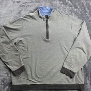 Orvis Pullover Mens L Grey Striped Pima Cotton Lycra Quarter Zip Sweater Peru